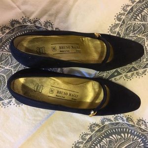 Bruno Magli black velvet Mary Jane heels